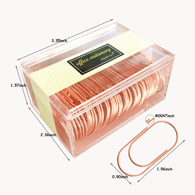 Supfoxer Rose Gold Large Paper Clips, 50pcs 50mm 2 inch Jumbo Paper Clip Non-Skid Large Wide Smooth Finish Steel Wire Office Supply Accessories - Image 4